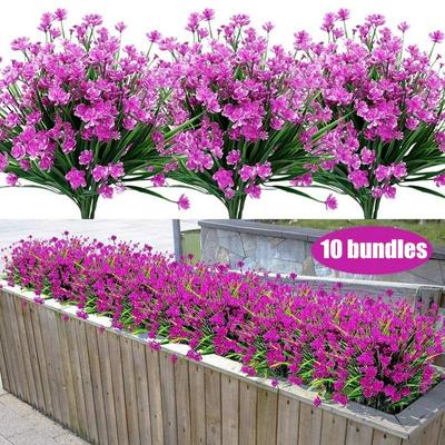 Flores artificiales para decoración al aire libre, resistente a los rayos UV, plantas de plástico sintético que no se decoloran, decoración de ventanas, porche y jardín