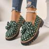 Schleife Polka Dot Damen neuer Stil Retro kleine Lederschuhe Damen Einzelne Schuhe