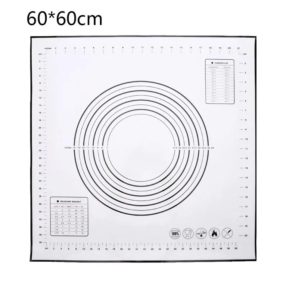 Various Size Silicone Kneading Pad Non-Stick Surface Rolling Dough Mat with Scale Kitchen Cooking Pastry Sheet Oven Liner Bakeware