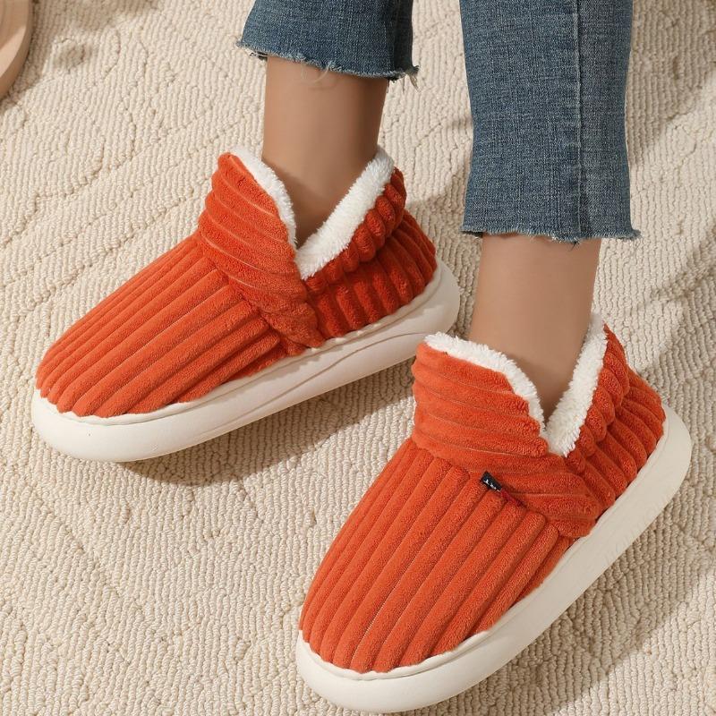 One-button bag heel cotton shoes women's winter indoor comfort and warmth thick-soled non-slip cotton slippers Cixi