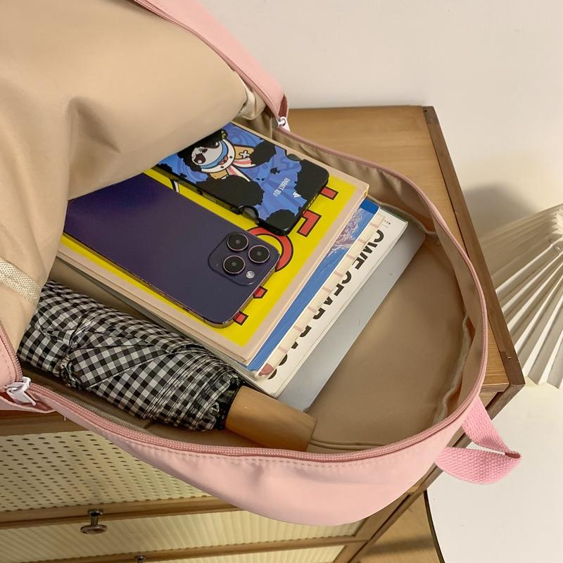 Large Capacity School Backpack Smooth Zipper Solid Color Teens Girl Casual Daypack Bag Student Supply