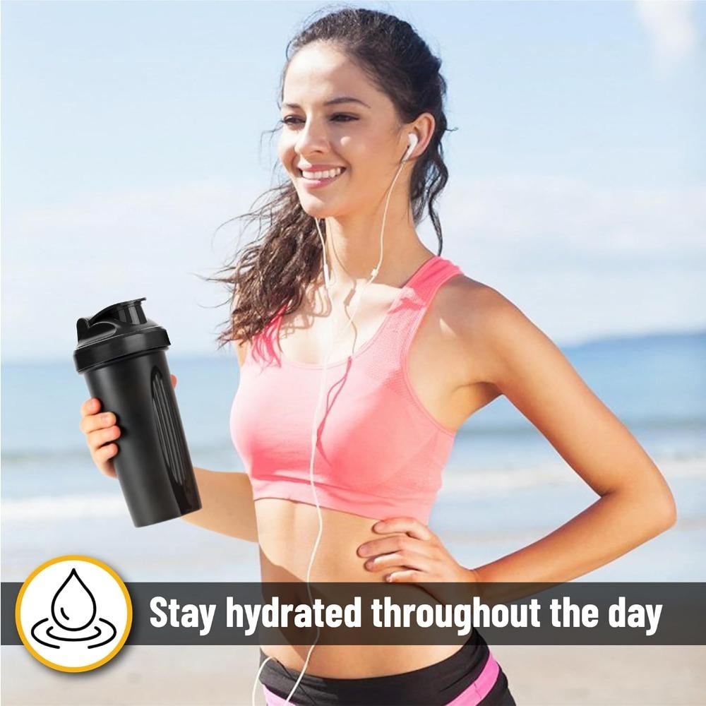 1 Pack Shaker Cup Protein Powder Shaker Cup with Metal Stirring Ball 20OZ Water Cup with Flip Lid Suitable for Outdoor Sports