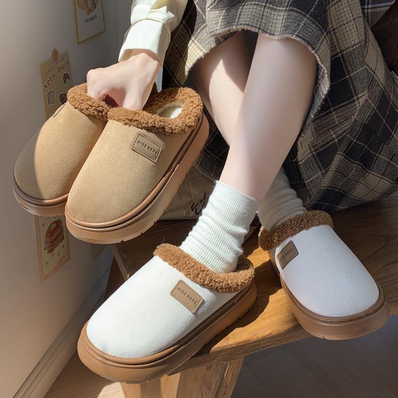 Cotton Slippers for Women - Warm Autumn/Winter Non-slip Indoor/Outdoor Plush Shoes