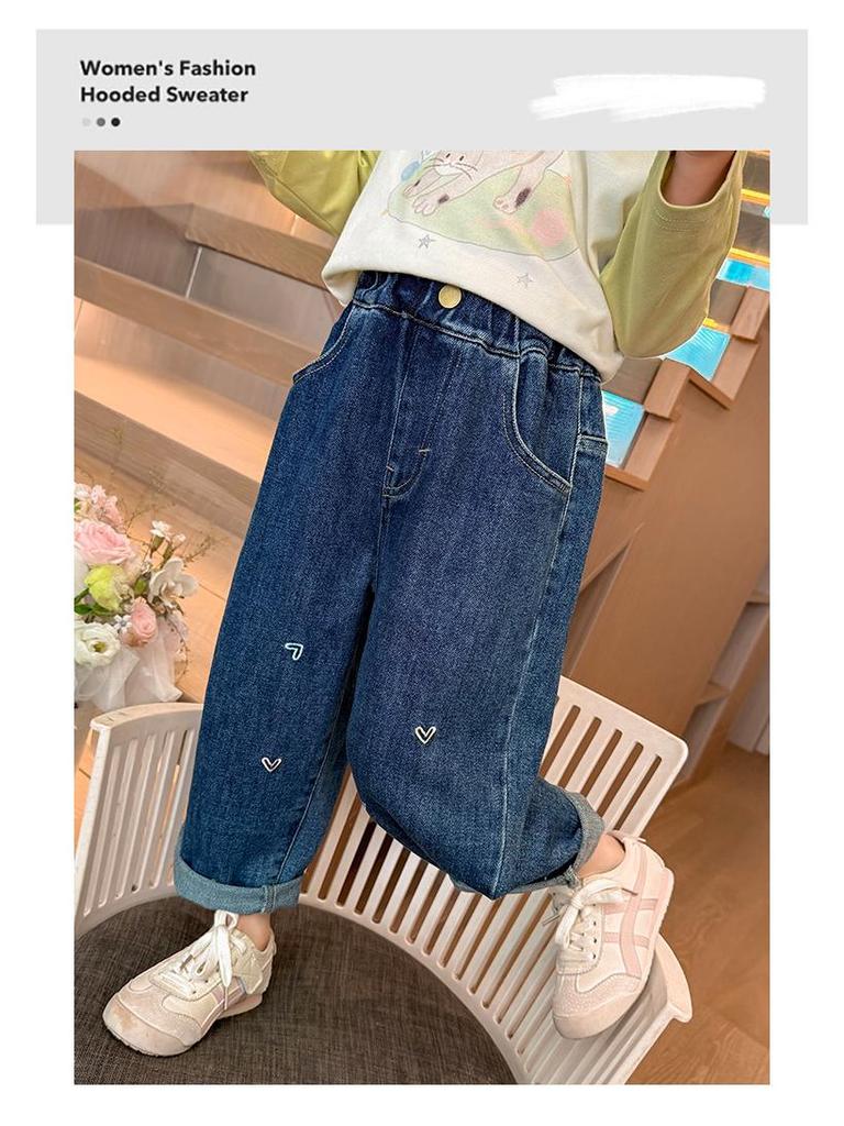 Mädchen Elastische Weiche Denim Jeans - Frühling/Herbst Lässig, Lockere Passform für Kinder