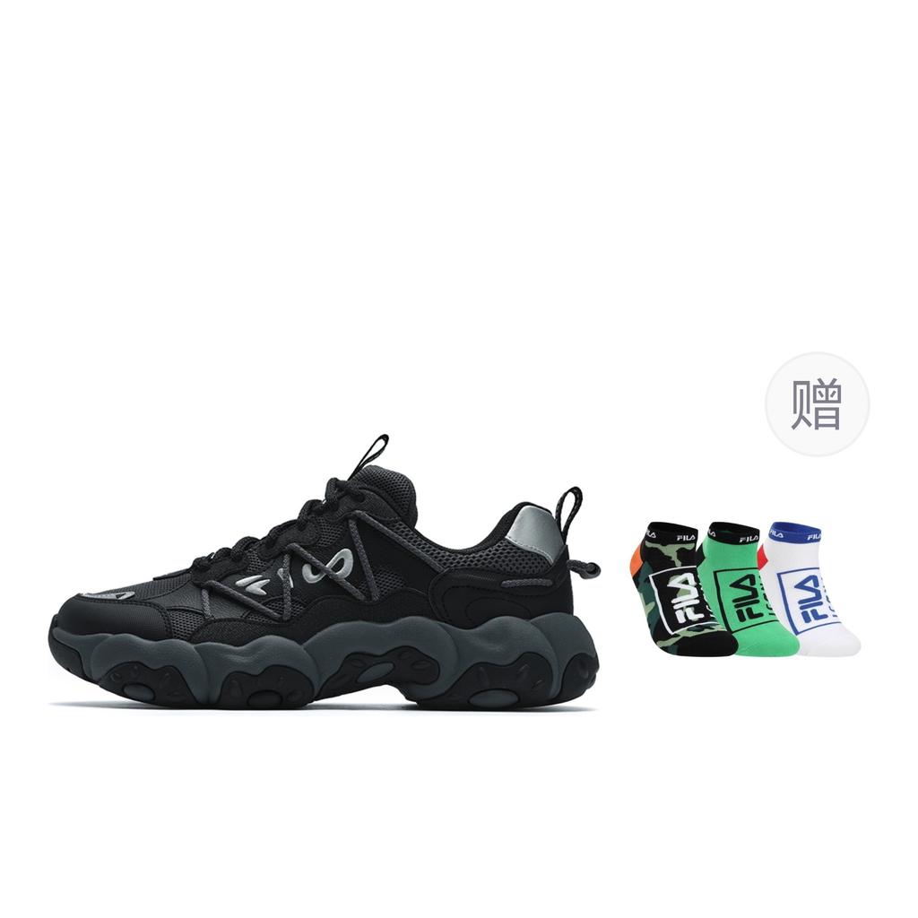 FILA FLUID Cat Paw 6 Textile, Synthetic Leather Low top Chunky Sneakers Men's Black Gray F12M522111FBD