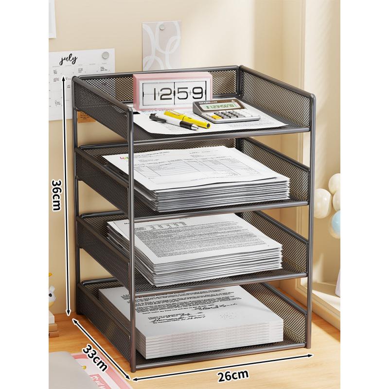 Multi-Layer File Organizer for Desktop: A4 Paper, Books, and Folder Storage Rack
