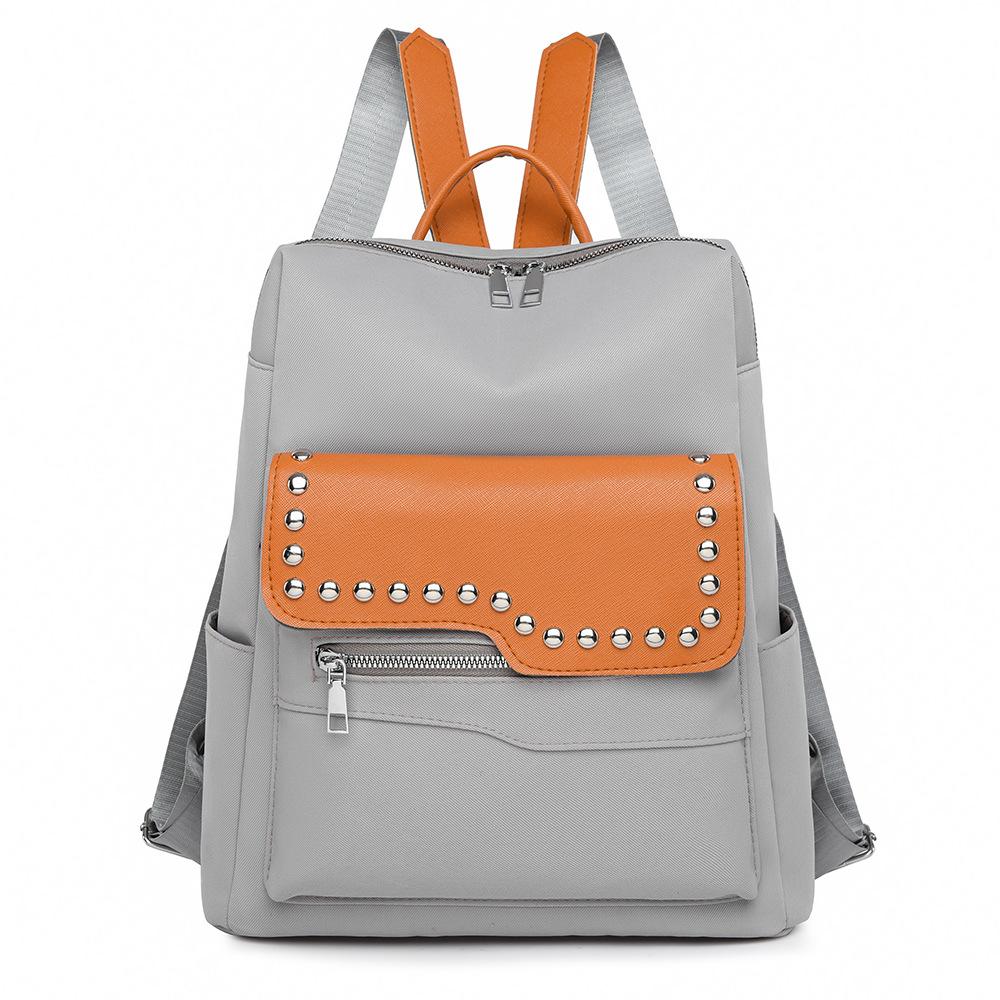 

Женский рюкзак с заклепками, большой емкости, дорожный пригородный рюкзак, школьная сумка с цветными блоками серый
