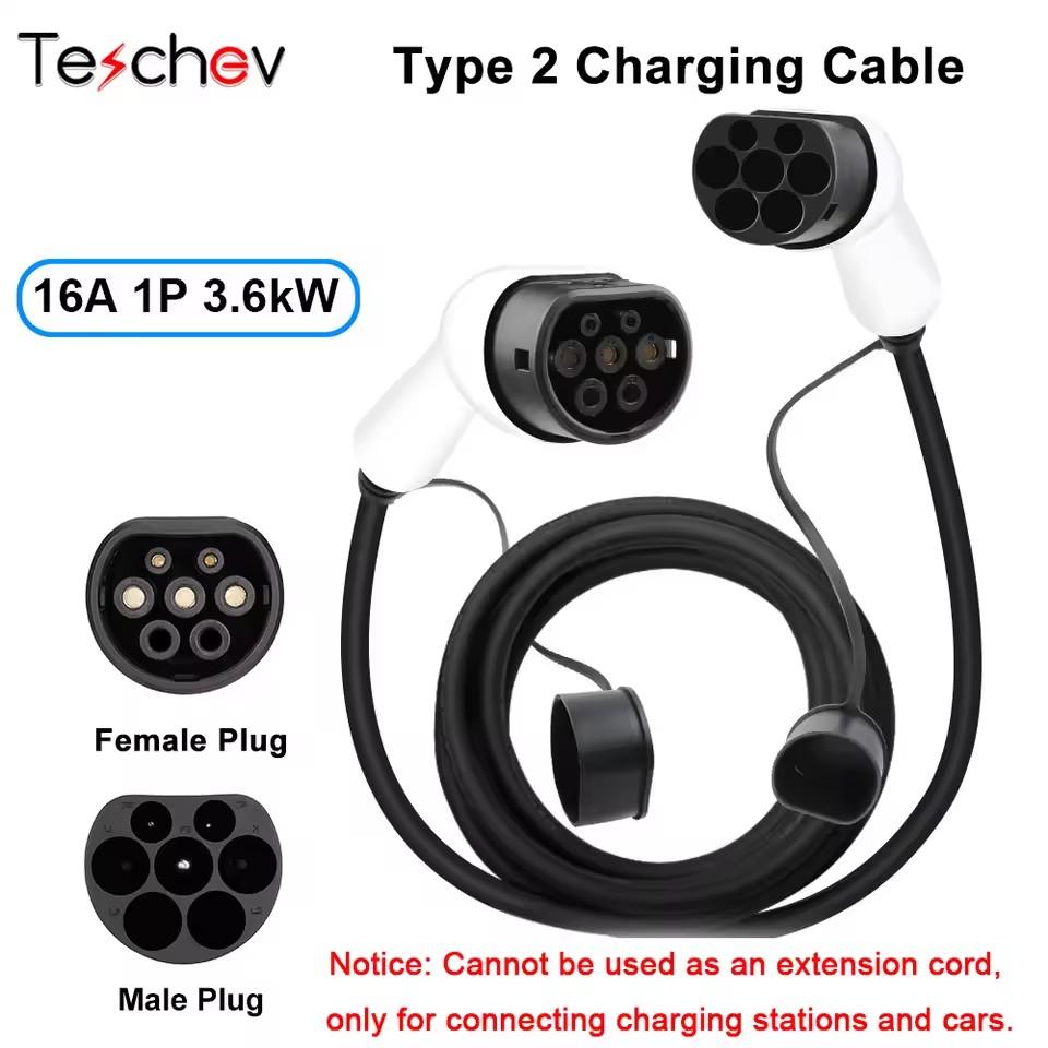 Portable Electric car charger EV charging cable 16A/32A single-phase three-phase 11kw IEC62196 EVSE kit 3m 16A 1 phase