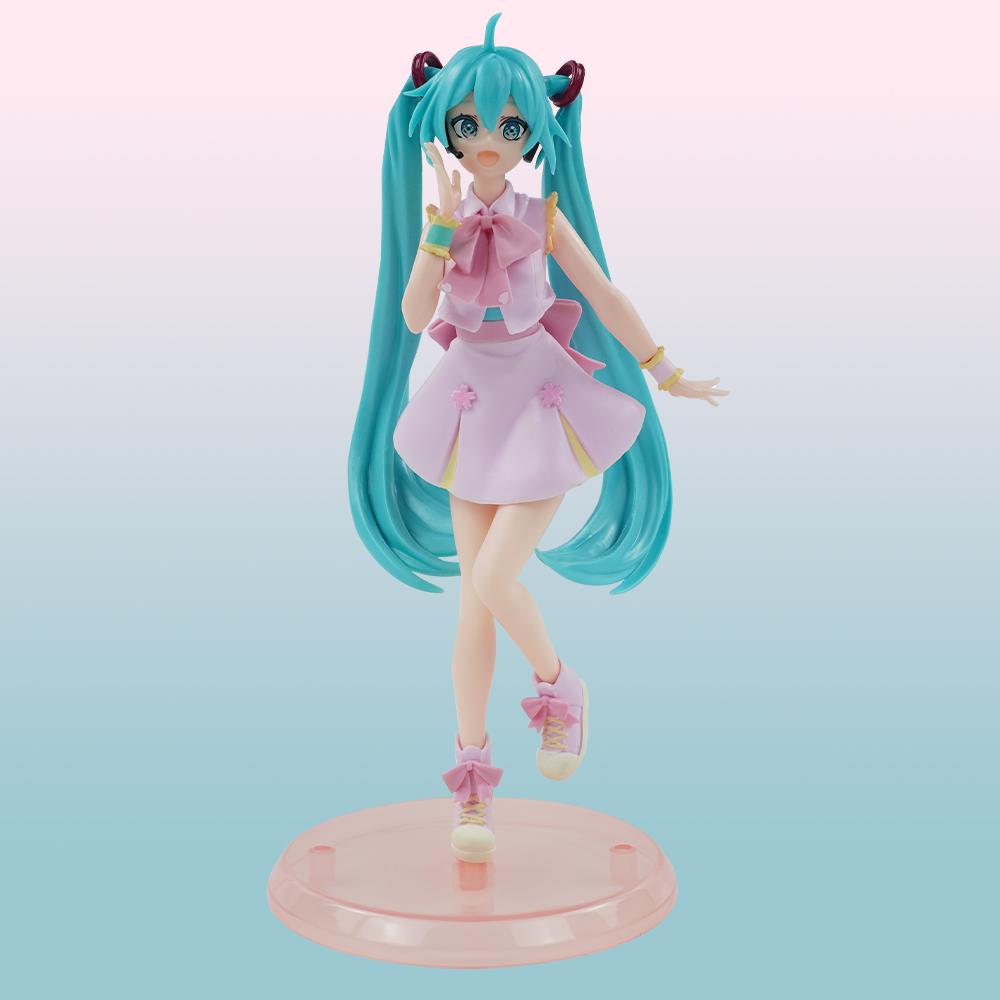New 21cm Anime Figure Hatsune Miku Pink skirt Green Long haired Girl Desktop Decoration Collection PVC Model Toys Kids Gifts