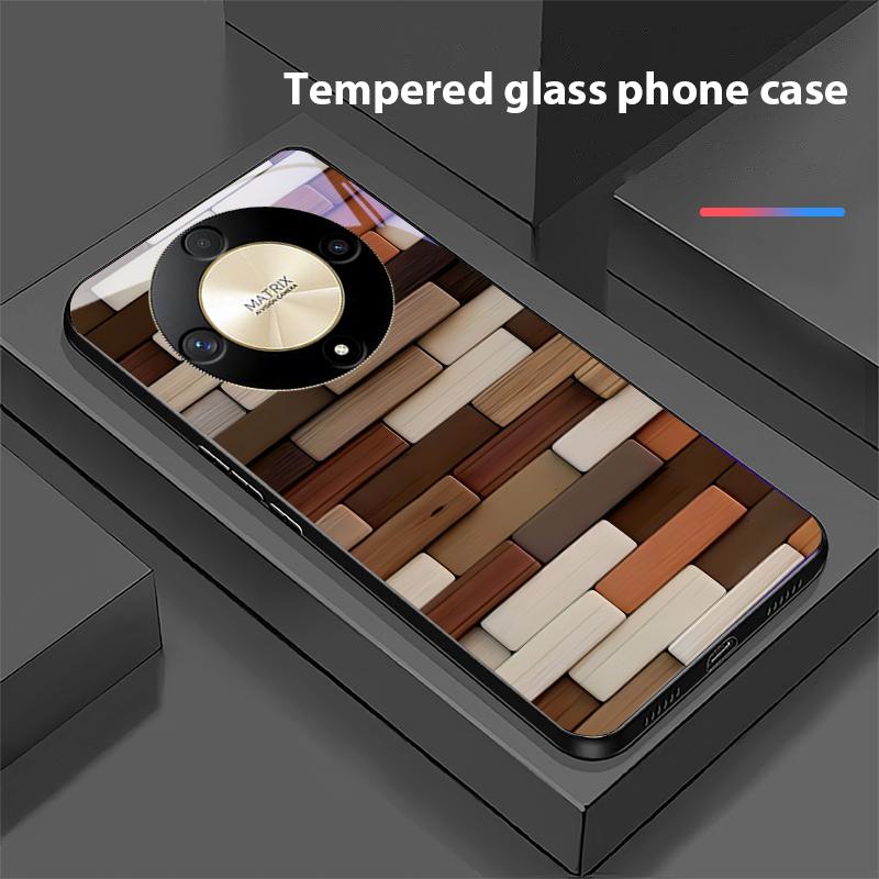Colorful Wood Grain For Honor Magic 6 50 70 90 Lite X7b 200 Pro Nova 10 Nova 5T X6 P30 Pura 70 Ultra Tempered Glass Phone Case