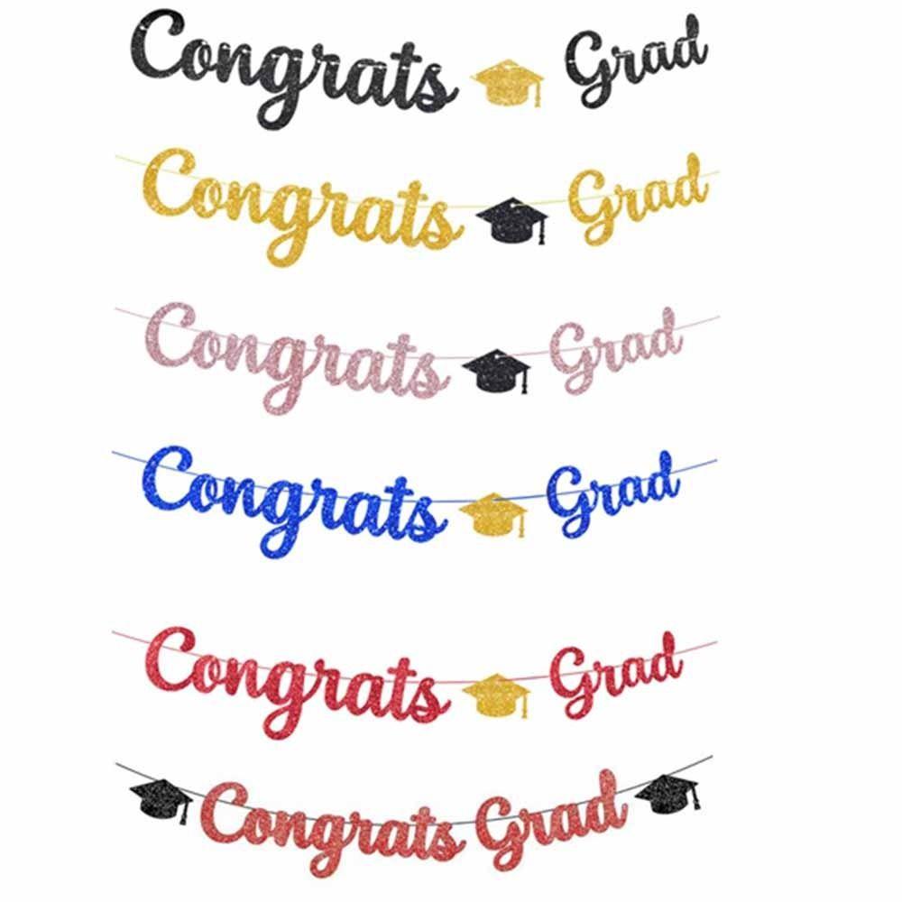 Reusable Glittery Gold Garland Glitter Decor Graduation Hanging Banner  Party Supplies