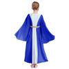 Girls Ancient Greek Roman Cosplay Costume Long Sleeve Golden Embroidery Dress Tulle Patchwork Halloween Gown