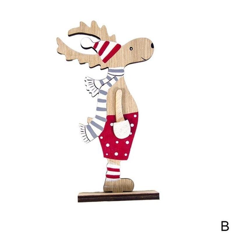 1PC Christmas Decoration DIY Wood Painted Christmas Elk Decoration Desktop Stitching Decoration Child Christmas Pendant Gift