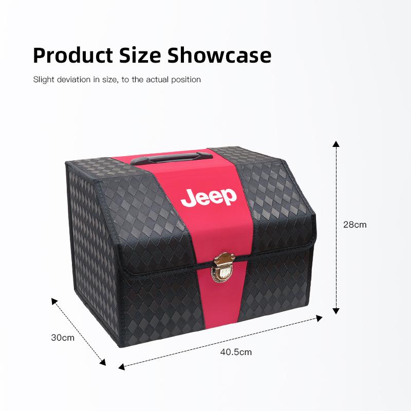 Car Trunk Organizer Leather Collapsible Large Capacity Storage Box For Jeep Wrangler JK Gladiator Renegade Cherokee Valve Stem ALN1