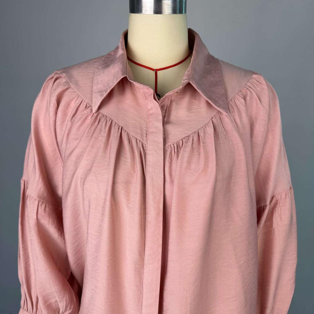 Ležérní košile Dámské Volné Lucernové rukávy Knoflíky Ohnutý límec Plisovaná halenka Dámská Jaro Léto Zelené košile