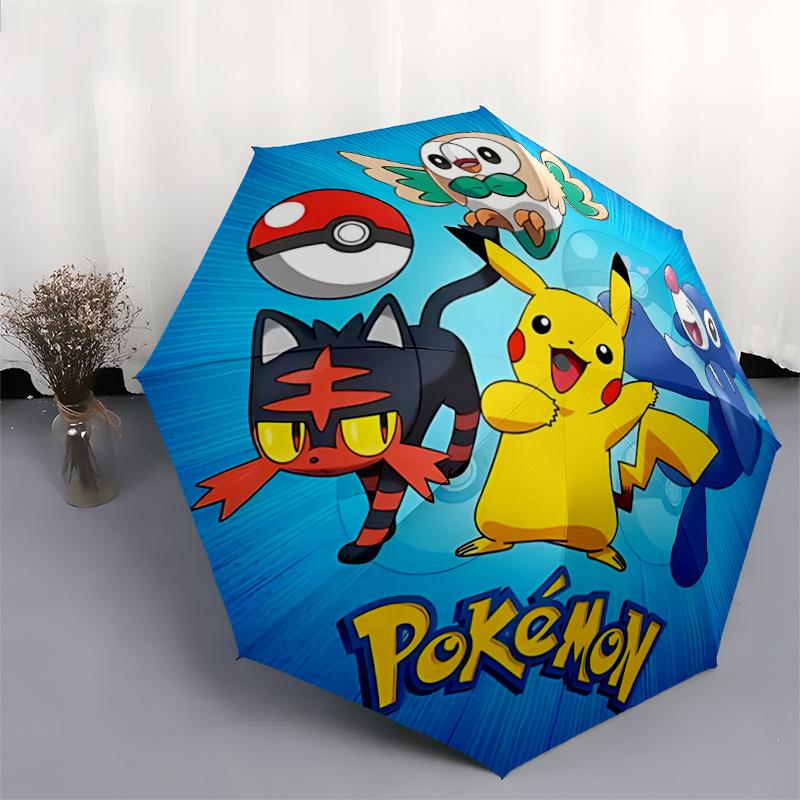 1pc Pokémon Pikachu & Friends Automatic Opening Folding Umbrella - Portable 3-Fold Design with 8 Ribs - Outdoor, for Fans, Travelers, Everyday Us