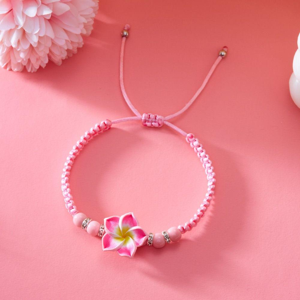 Beads Flower Bracelet Boho Egg Flower Bangle Polymer Clay Braid Rope Bracelet  Jewelry Gifts