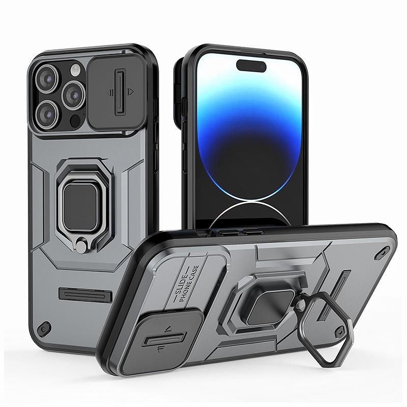 Shockproof Armor Slide Camera Case For iPhone 16 15 14 13 Pro Max Plus Cover Lens Protect Magnetic Ring Stand Holder Funda Coque