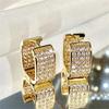 2Pcs Fashion Square CZ Huggie Hoop Earrings for Women Elegant Sparkling Cartilage Lobe Piercing Jewelry Gift