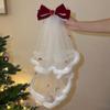 Bowknot Wedding Veil Heart Bridal Headdress Beautiful Long Velvet Bow Veil  Wedding