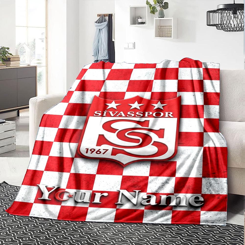 Name Custom Sivasspor Print Flannel Blanket High Quality Warm Comfortable Cover for All Seasons Perfect for Gifts Home Decor
