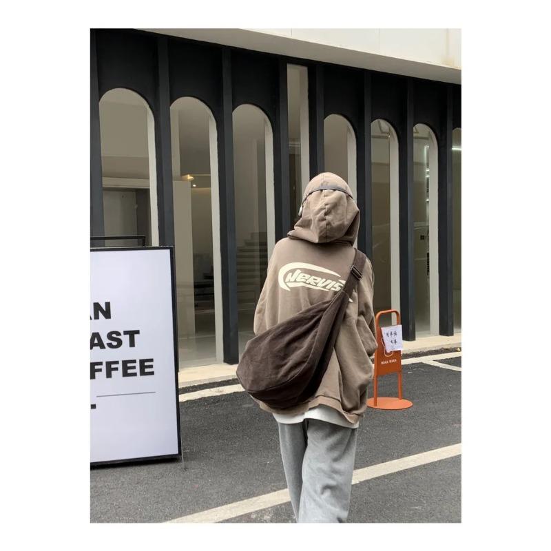 Borsa Hobo da Donna in Tela Marrone Retrò Borsa a Spalla Semplice Grande Capacità Borse a Tracolla da Donna Borsa Casual Autunno Inverno Sottobraccio