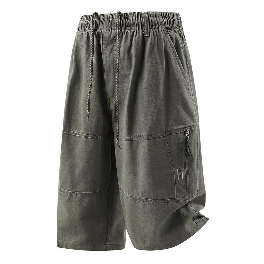Men's Loose Fit Knee Length Cargo Shorts with Elastic Waistband and Multiple Pockets for Everyday Wear Outdoor Activities