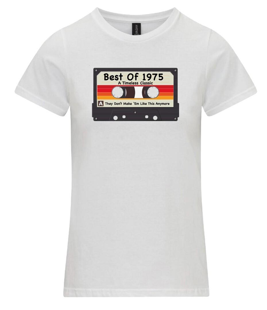 Womens 50th Birthday T-Shirt Mens Womens Tees Top Best 1975 Cassette Tape Music 50 Timeless Classic 2XL