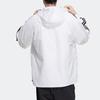 Adidas Neo Striped Logo Zip Hooded Jacket Men Outerwear White HN8788
