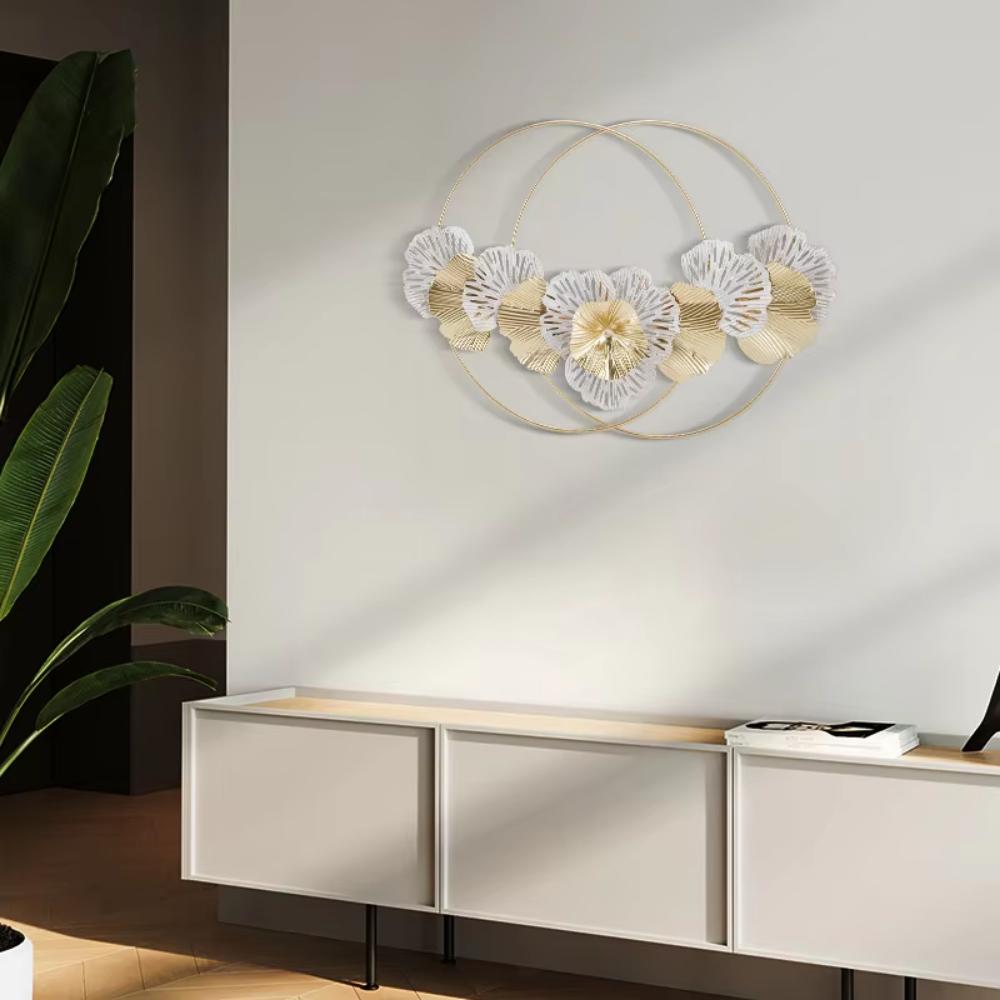 European Style Iron Metal Wall Decoration - Double Round Iron Wall Hanging. A Charming Living Room Decor Pendant for Home.