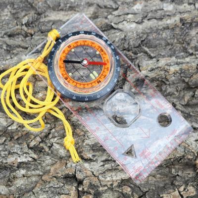 Goniometro Bussola Portatile Multifunzione Righello per Mappe con Cordino per Campeggio All'aperto Escursionismo