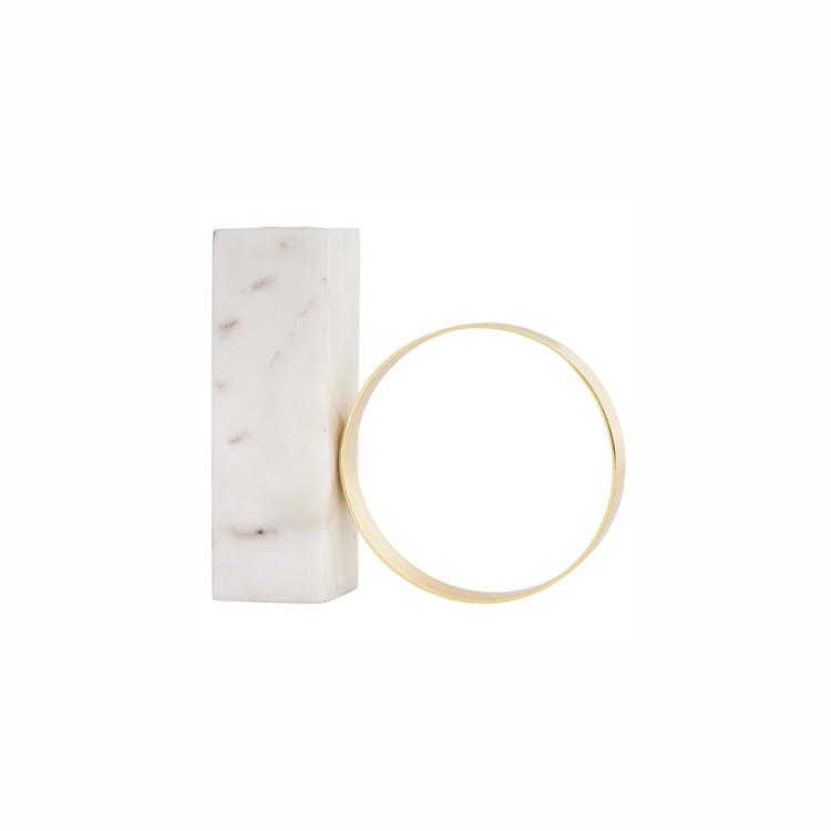 Nordic Modern Light Luxury Marble Metal Candle Holder Model Room Villa Decoration Ornaments Retro Creative Candle Holder