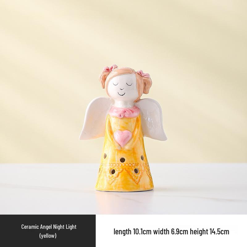 

Милый ночник-ангел, керамическое украшение - подарок на день рождения для девочек и лучшей подруги Pink Heart Angel Night Light