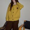 Women's Yellow Wool Knitted Cardigan - Winter Thick, Loose, High-Grade Sweater Coat