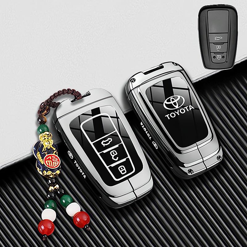 Car Key Case Cover Shell Fob For Toyota CHR Hilux Fortuner Land Cruiser 200 Camry Corolla Crown RAV4 Highland Key Chain