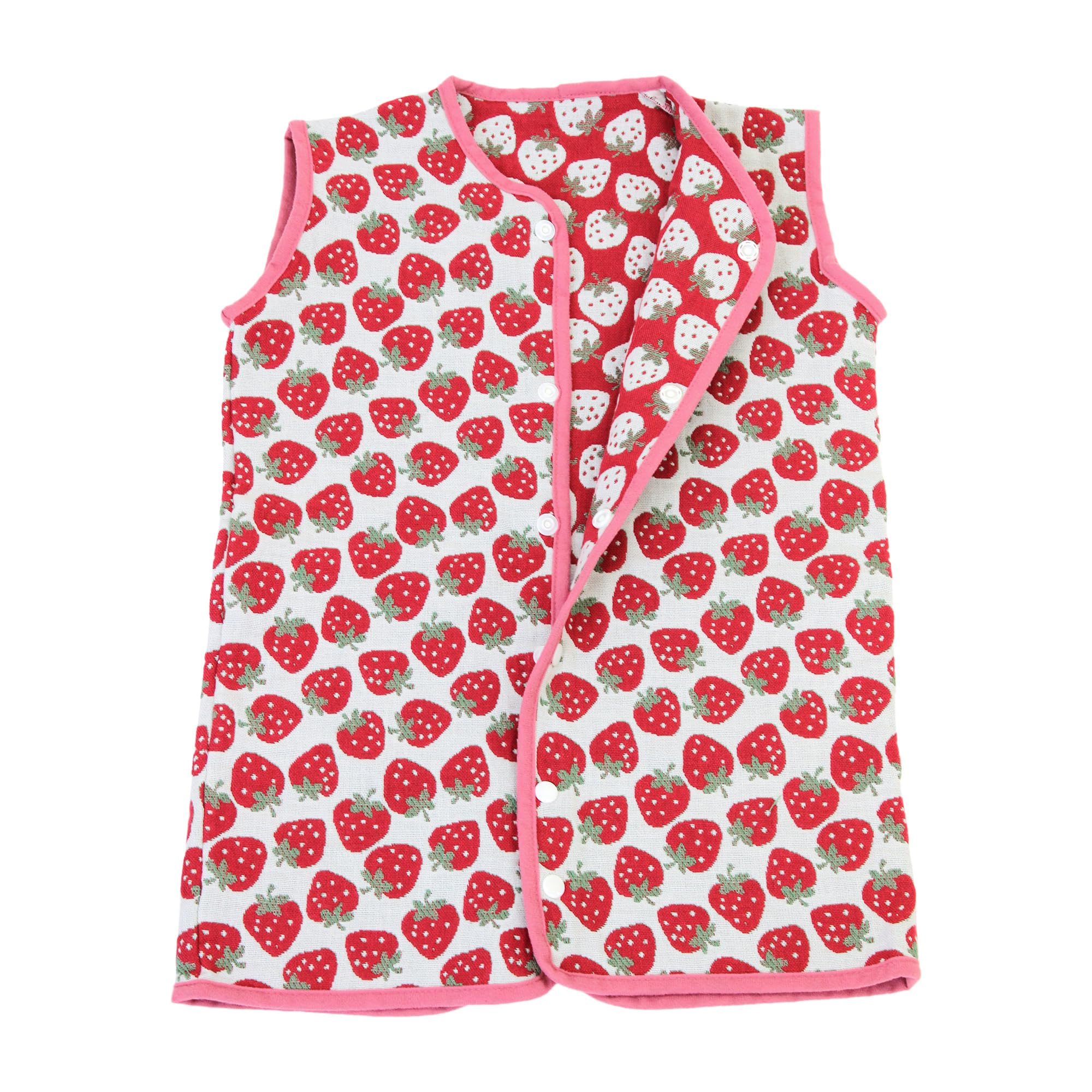 

Hiorie Baby Made in Strawberry Sleeper, 5-Layer Gauze, Japan, 2-Way Sleeper, Overalls, земляничный