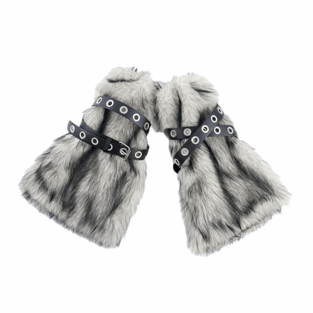 Y2K Faux Fur Leg Warmers Super Soft Fuzzy Boot Cuffs Fashion Faux Furry Belt Halloween Party