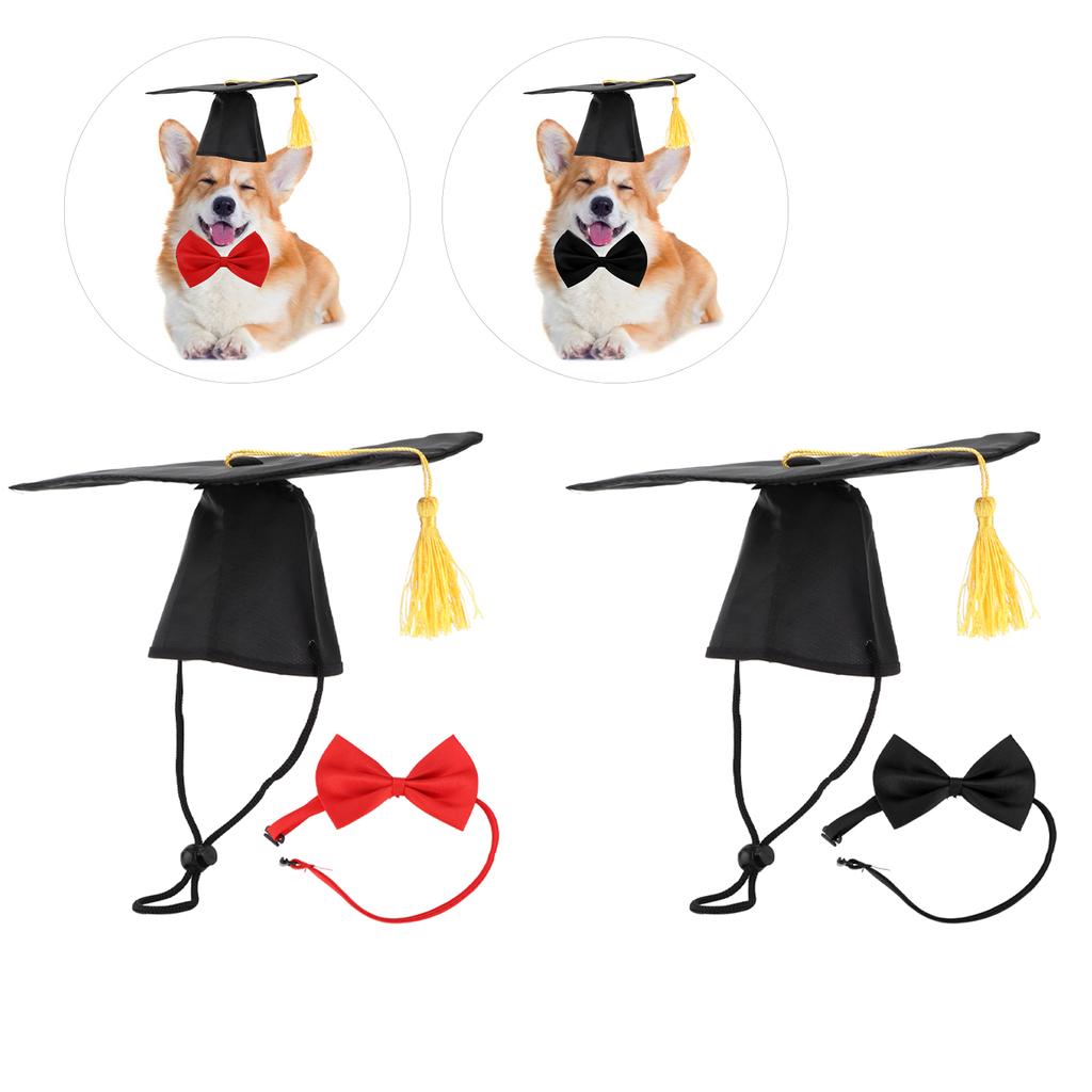 Pet Promoce Čepice s Motýlkem Límec Kravata Promoce Klobouky pro Psy a Malé Mazlíčky