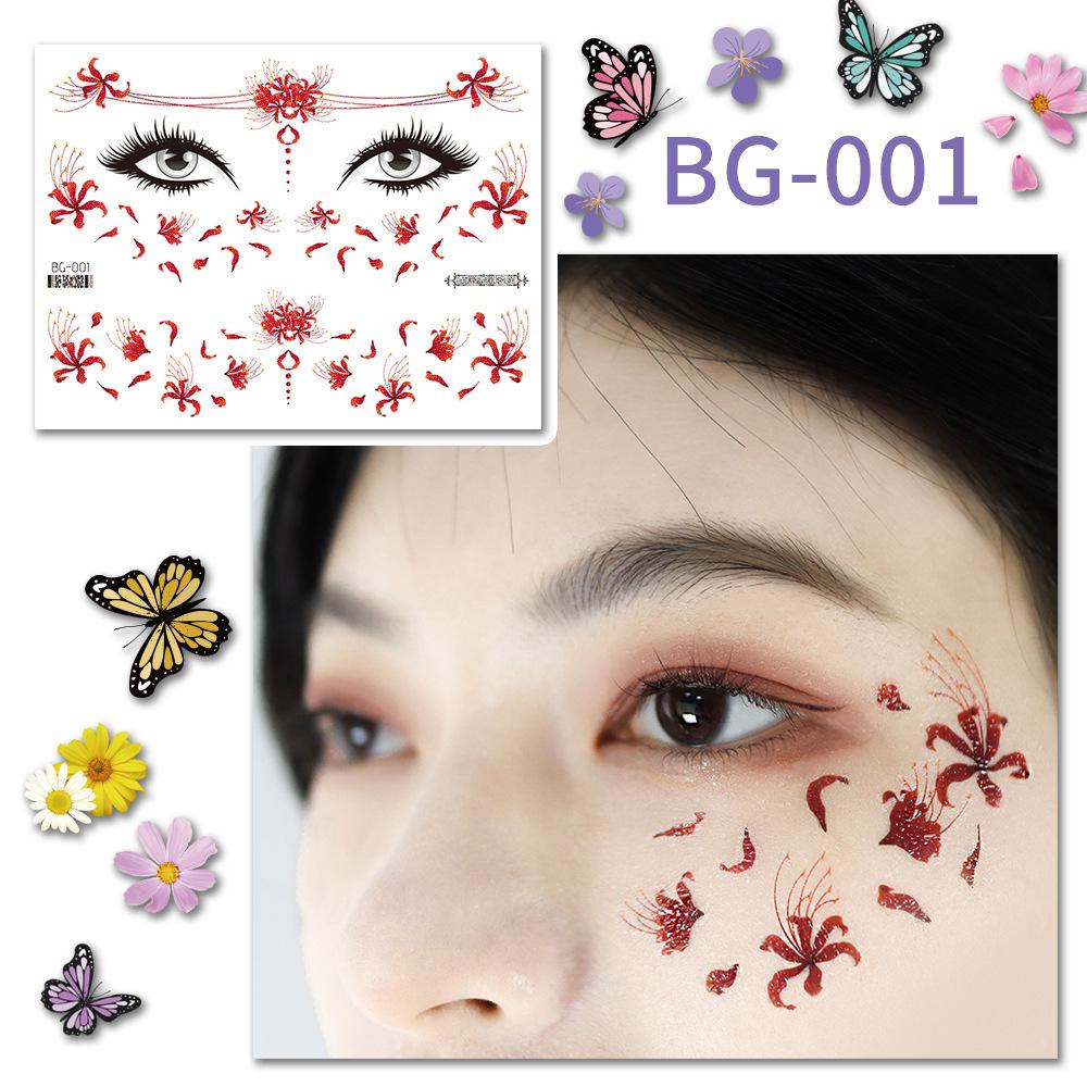 Waterproof Glitter Tattoo Stickers for Music Festival Face Makeup and Party Dance