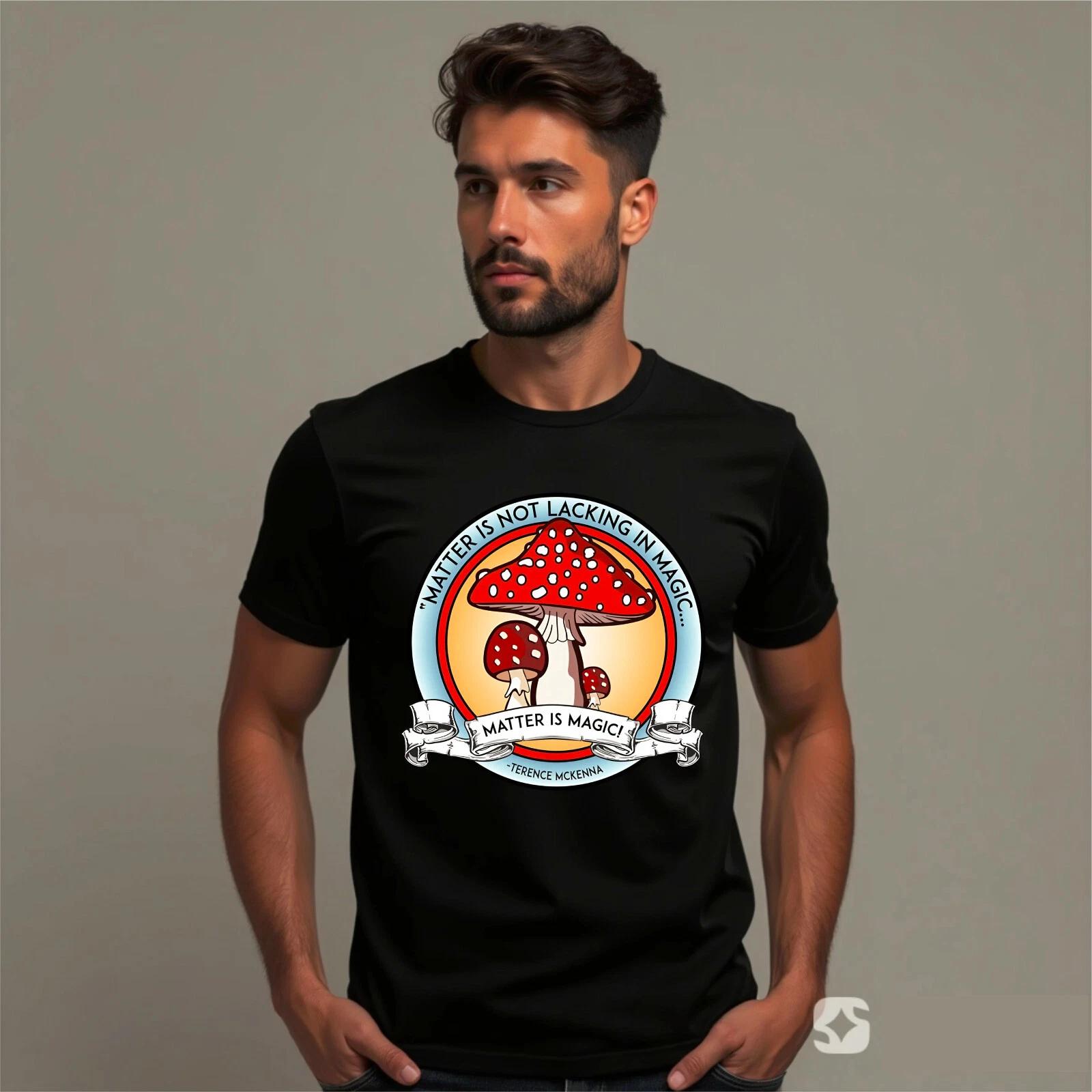 Matter Is Not Lacking in Magic Mushroom Mens Cotton T-Shirt Tee Top M