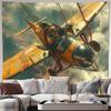 Groot Wandkleed Muurkunst Vintage Dubbeldekker Vliegtuig Print Retro Luchtvaart Decor Vliegend Vliegtuig Muurschildering Stijl 180x280cm Huis Kamer Deco