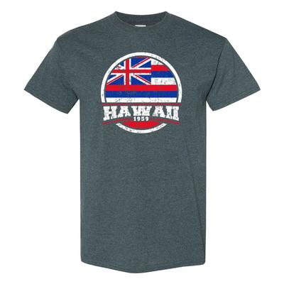 Hawaii Distressed Circle - Hometown Pride T Shirt - Dark Heather