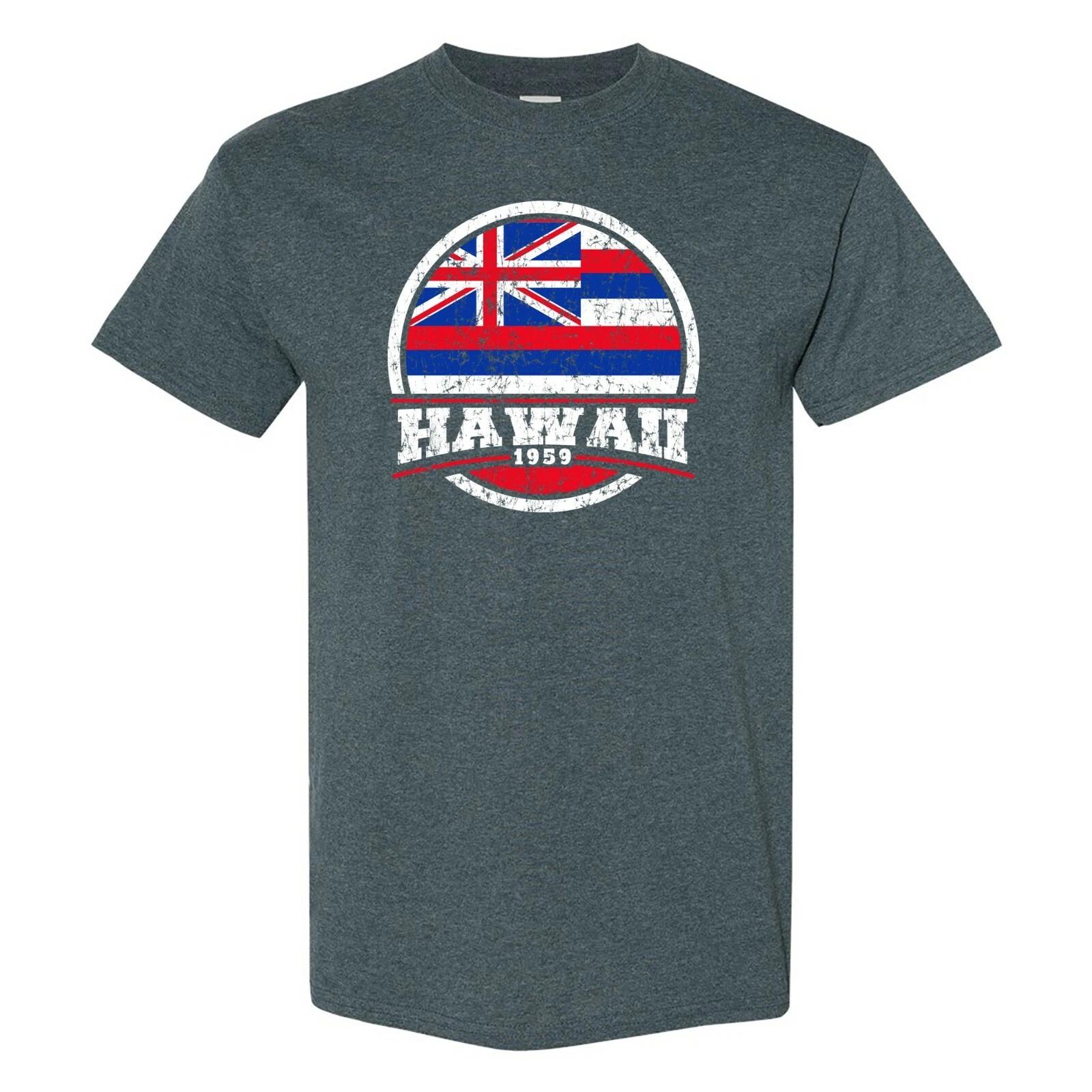 Hawaii Distressed Circle - Hometown Pride T Shirt - Dark Heather L