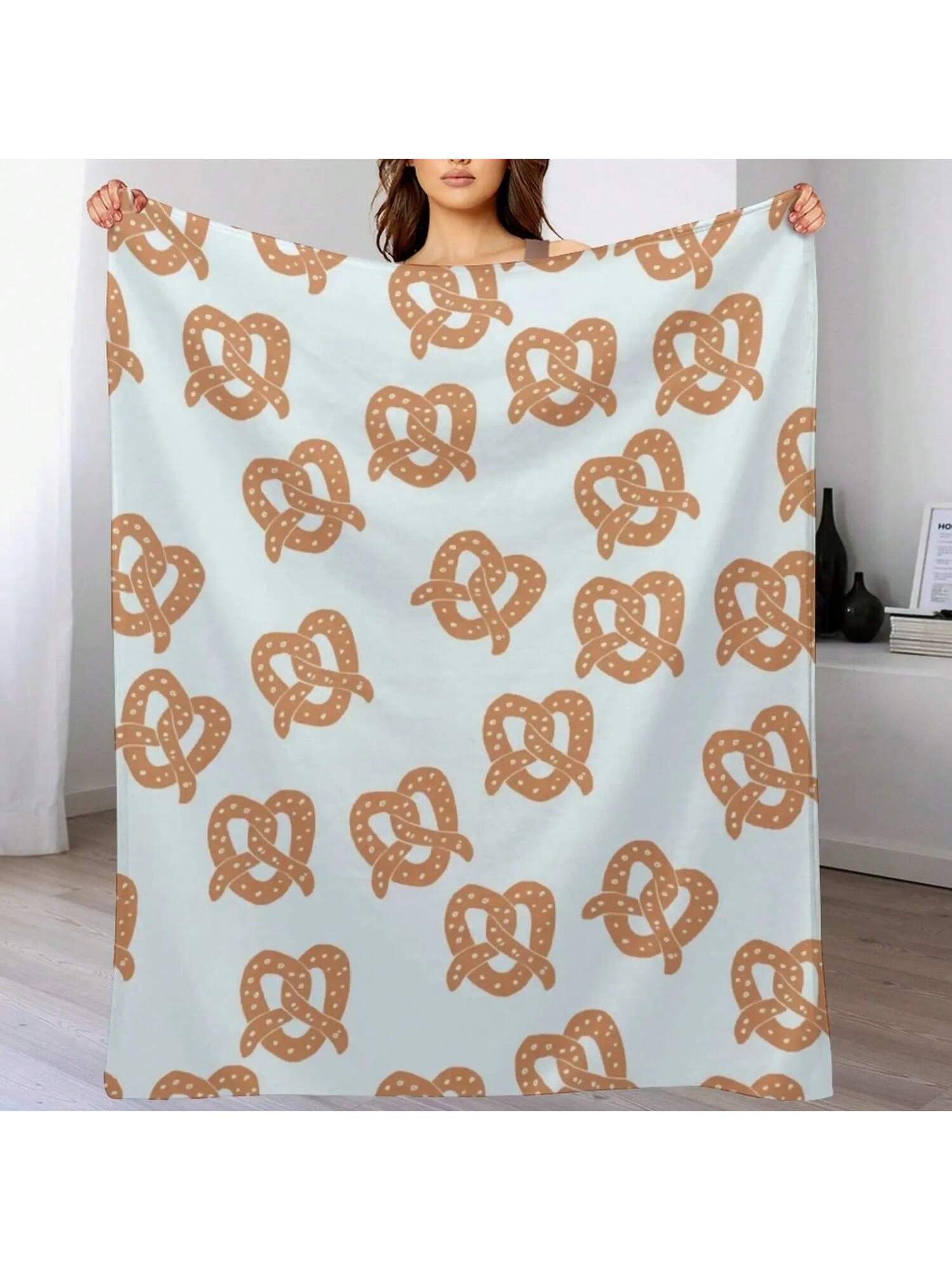 

Cute Pretzel Throw Blanket Soft Plaid Decorative Sofas Multi-Purpose Thins Blankets 75X95CM серый