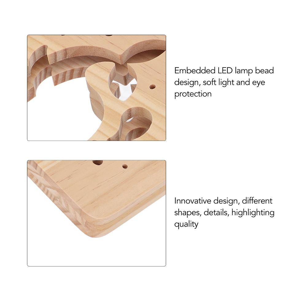 Whale Pattern Wooden 3D LED Light Hollow Carving 3D Wood Light  Gift Novel