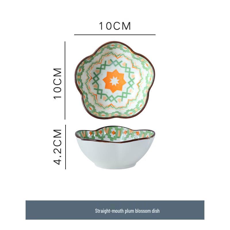 Bohemian Underglaze Ceramic Snack & Sauce Dish Set