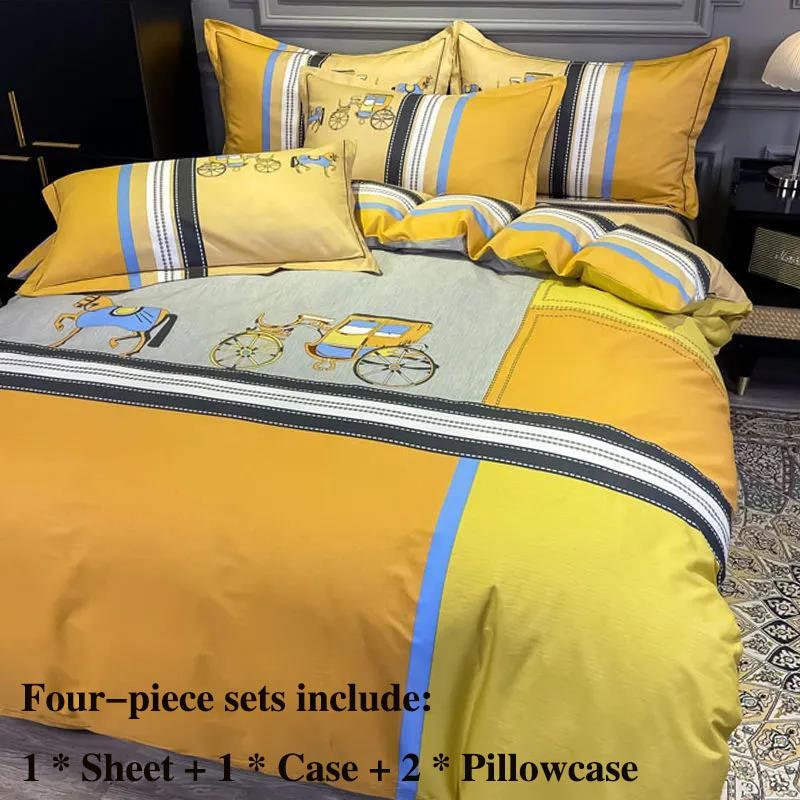 Čtyřdílné ložní prádlo z čisté bavlny Lehký luxus Vysoká kvalita Povlak na polštář Jednolůžko 1,5 metru 1,8 metru Ložní prádlo