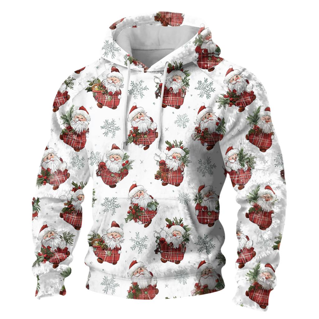 Men's Long-Sleeve Casual Flannel Hooded Sweatshirt