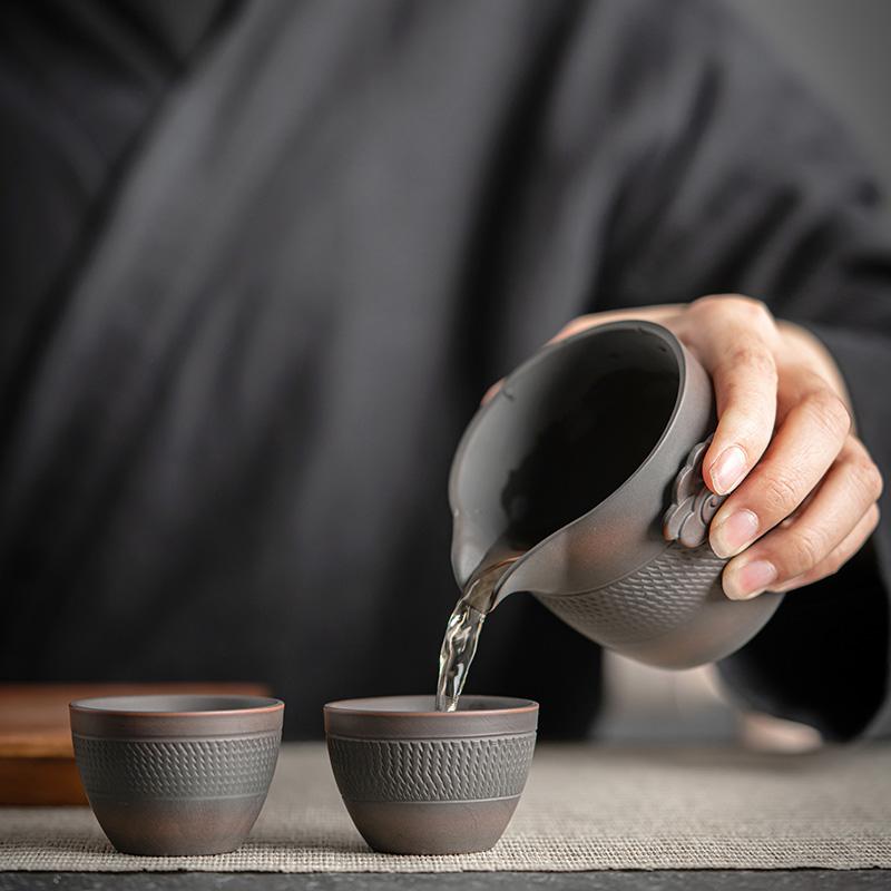 Purple Pottery Tea Set Outdoor Travel Tea Set Portable Kungfu Tea Set Teapot Small Package