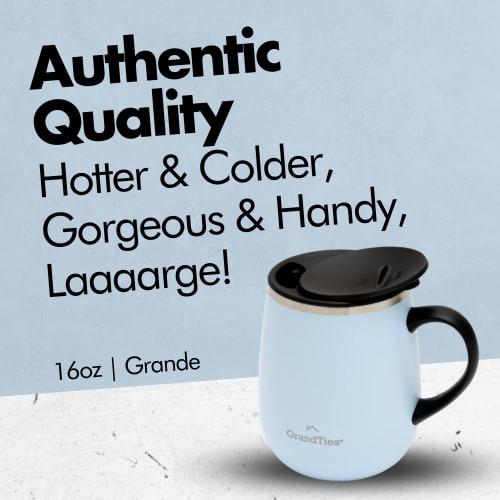 GRANDTIES Premium Vacuum Insulated Mug, 460ml, Available in 19 Colors, with Easy-Open Sliding Lid, Stainless Steel Double-Wall Vacuum Insulation, and